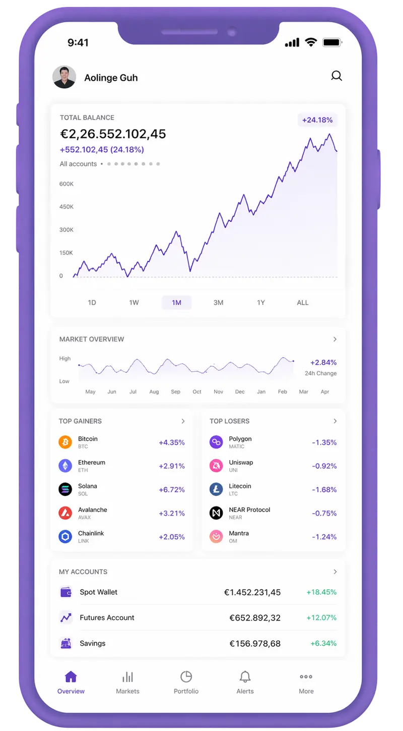 Keenmaturic mobile app showing portfolio overview